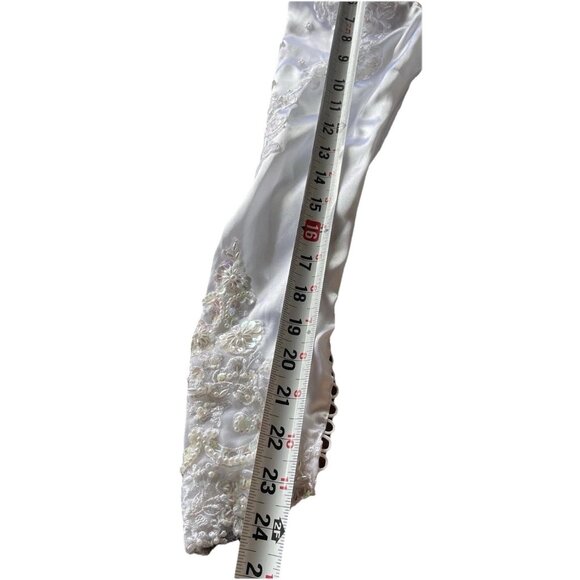 Vintage Bridal Victorian Long Wedding Dress Sz Petite White Ivory Sweetheart - Picture 11 of 16